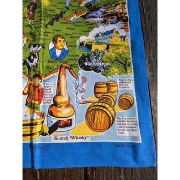 Scotland Pictorial Map Scotch Whisky Kitchen Dish Tea Towel Cotton Made In UK - Picture 3 of 16
